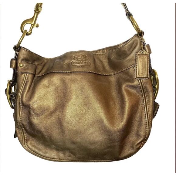 COACH ZOE BRONZE LEATHER GOLD LARGE HOBO SHOULDER BAG VINTAGE # 12664 Y2K - Picture 2 of 8